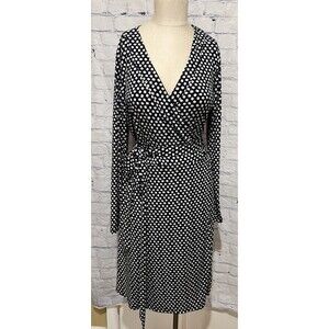Banana Republic Women’s Black & White Casual Wrap Long Sleeve Dress Size Large